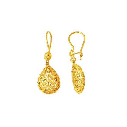 14K Yellow Gold Teardrop Dangle Earrings