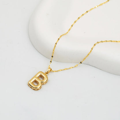 14K Yellow Gold Balloon Initial B Necklace