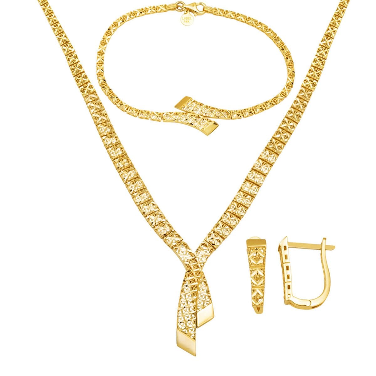 14K Yellow Gold Drop Design Jewelry Set