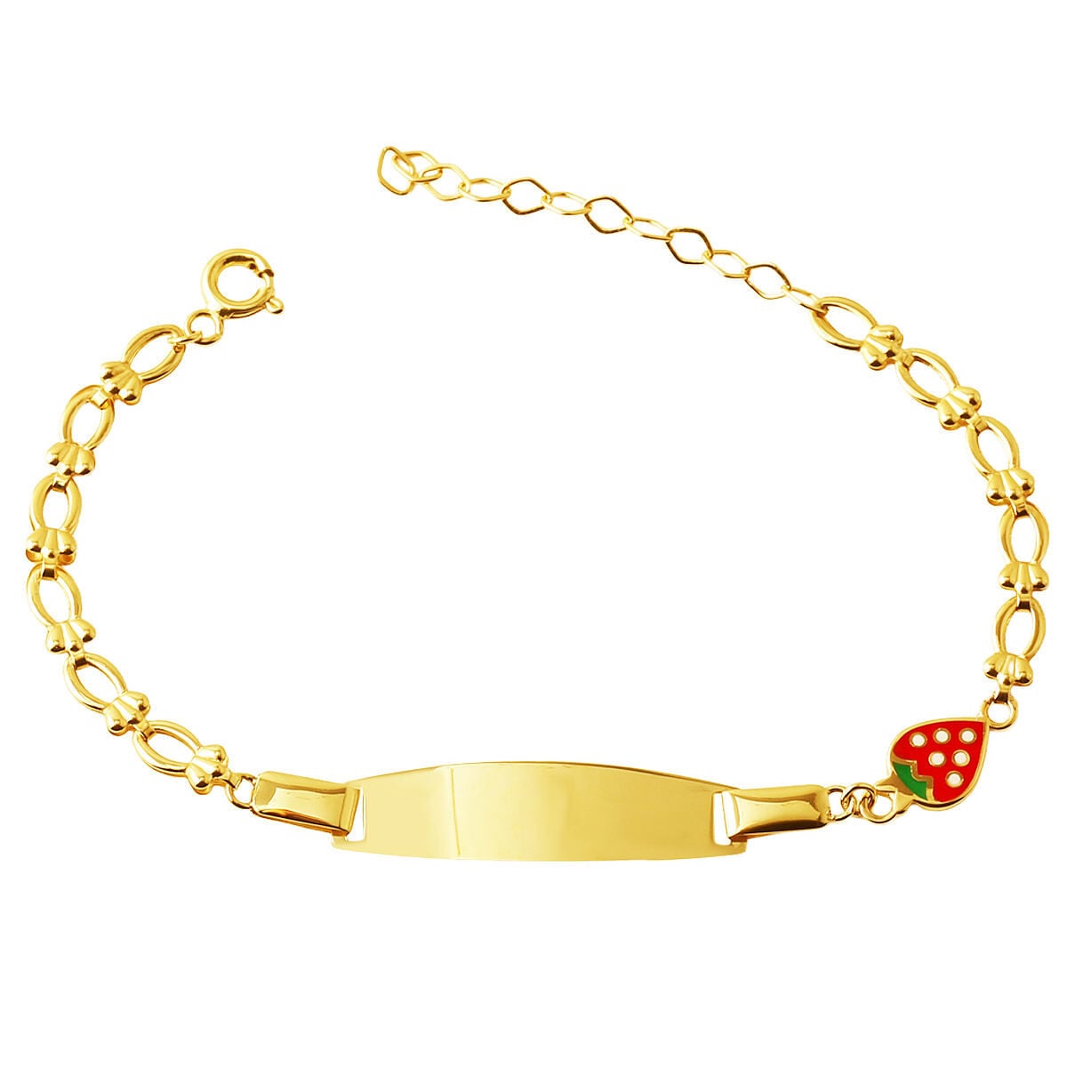 14K Yellow Gold Personalized Name Children's Enamel ID Bracelet