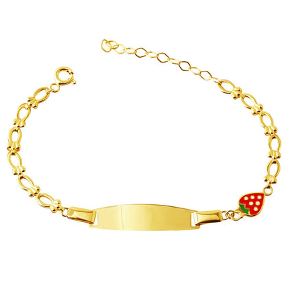 14K Yellow Gold Personalized Name Children's Enamel ID Bracelet