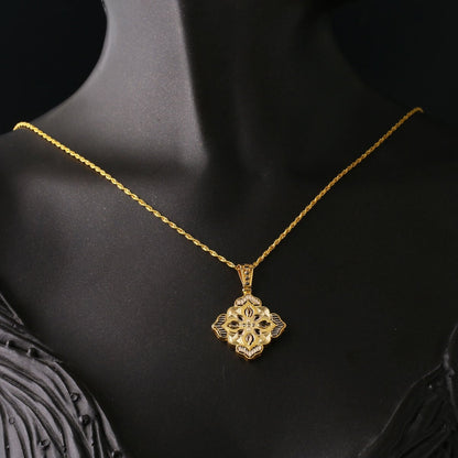 14K Yellow Gold Indian Style Engraved Necklace
