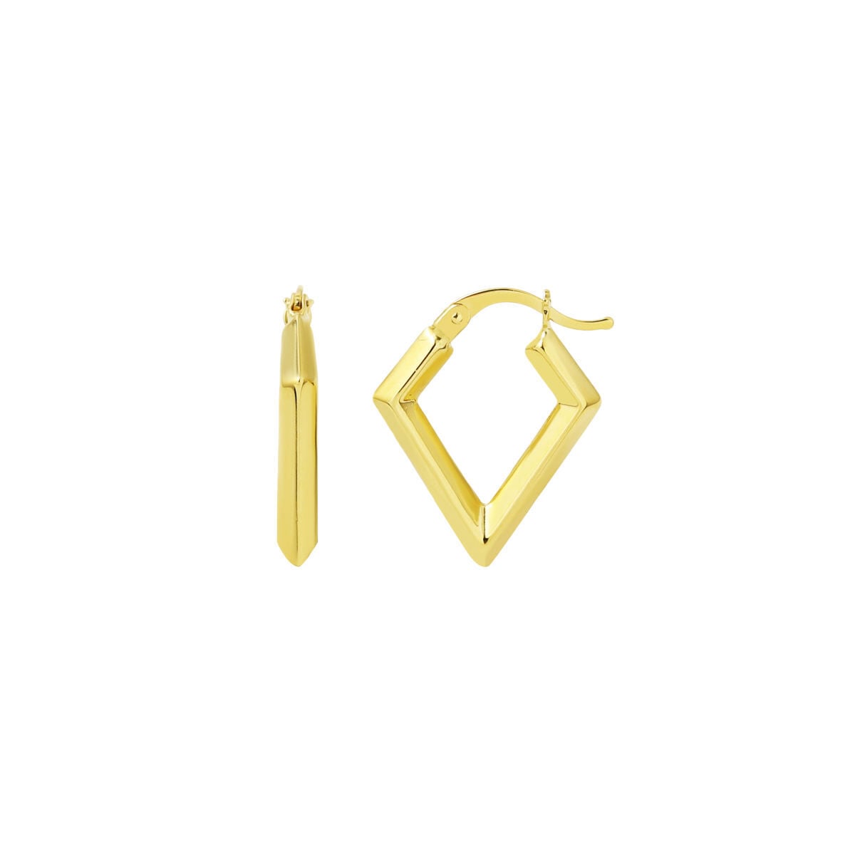 14K Yellow Gold Triangle Shaped Earrings
