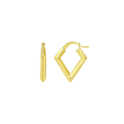 14K Yellow Gold Triangle Shaped Earrings