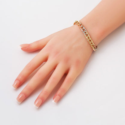 14K Yellow Gold Tri-Color Hollow Bracelet
