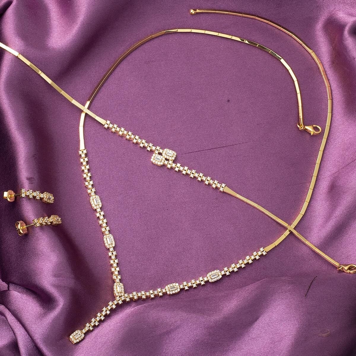 14K Yellow Gold Ladder Baguette Cubic Zirconia Set