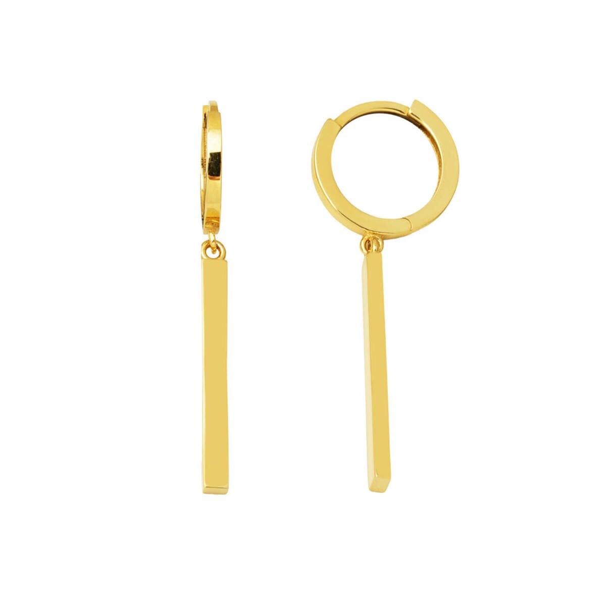 14K Yellow Gold Dangle Bar Earrings