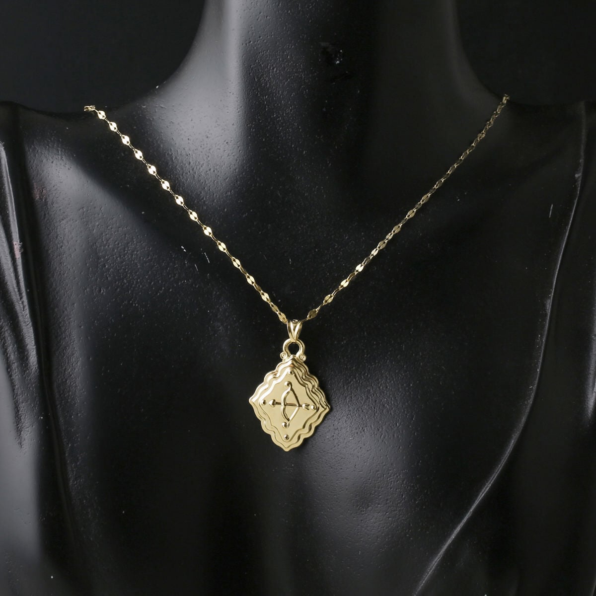 14K Yellow Gold Retro Sagittarius Zodiac Pendant