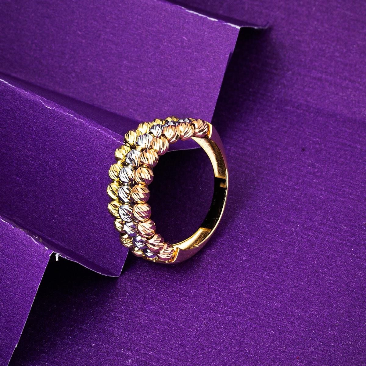 14K Yellow Gold Tria Bead Ring