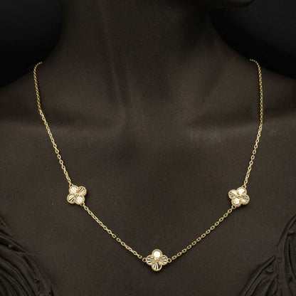14K Yellow Gold Clover Necklace (3.34 g)