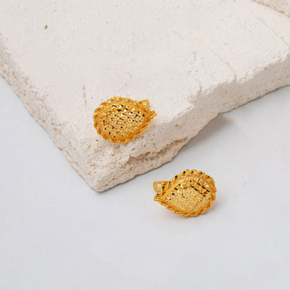 22K Yellow Gold Teardrop Flower of Life Earrings