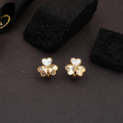 14K Yellow Gold Tria Heart Earrings