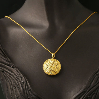 14K Yellow Gold Round Shaped Sparkling Bridal Necklace