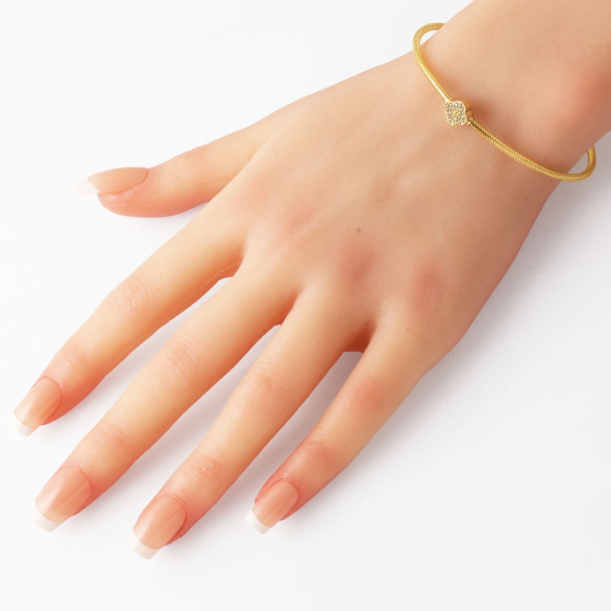 14K Yellow Gold Italian Clover Flexible Cubic Zirconia Bracelet