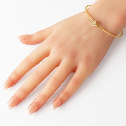 14K Yellow Gold Italian Clover Flexible Cubic Zirconia Bracelet