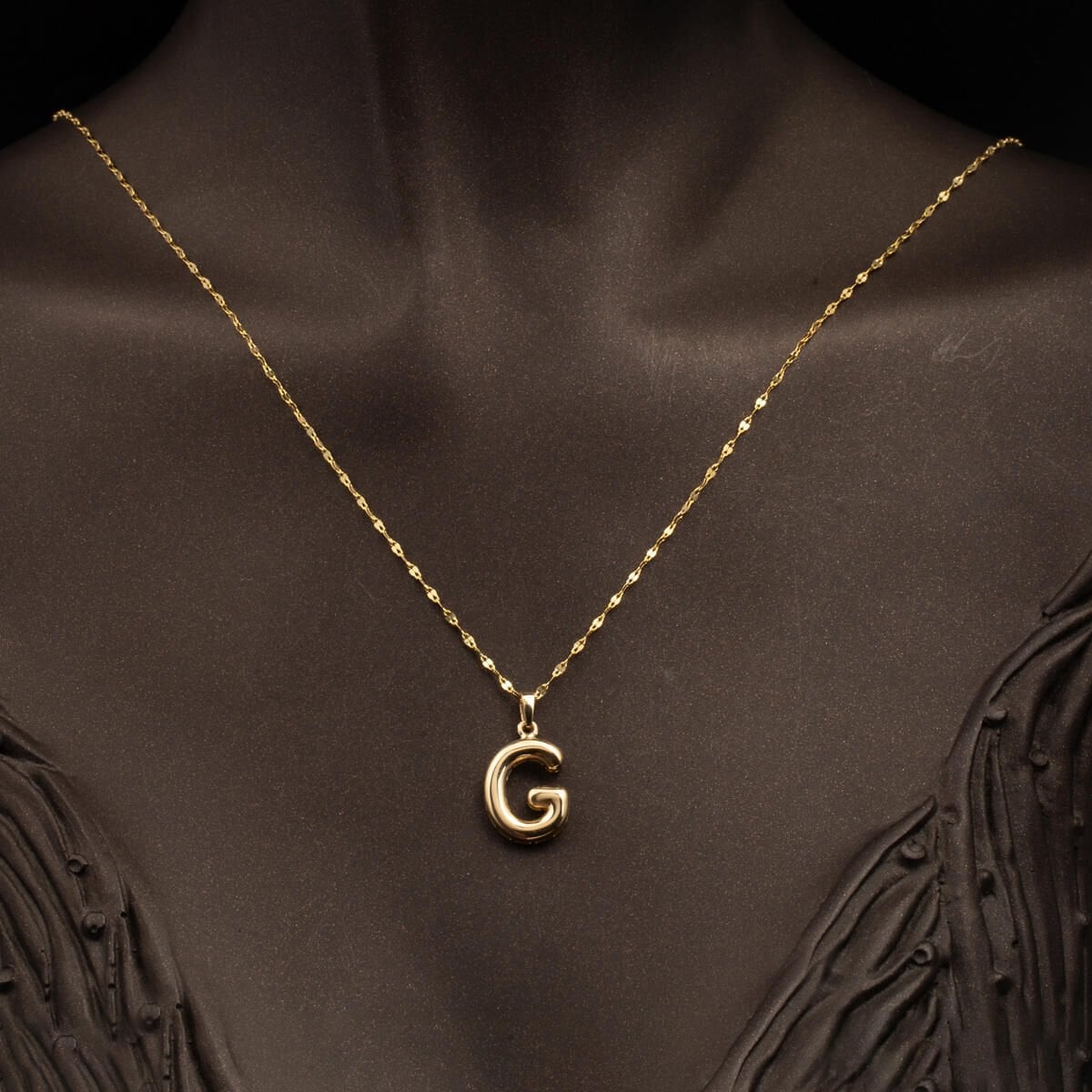 14K Yellow Gold G Balloon Initial Necklace
