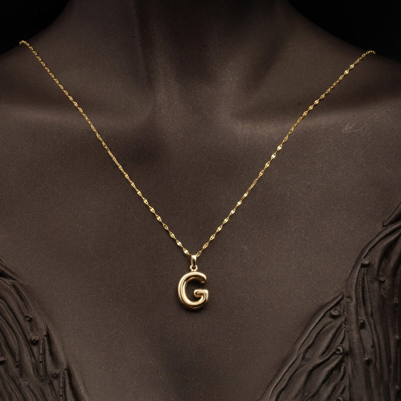 14K Yellow Gold G Balloon Initial Necklace