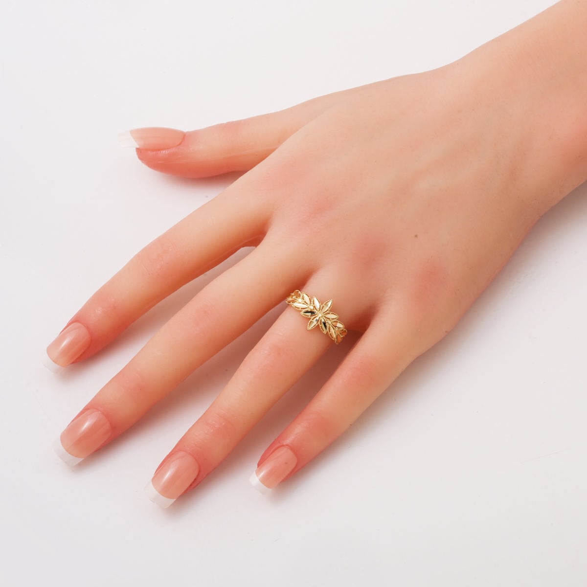 14K Yellow Gold Lotus Wheat Ring