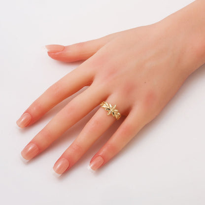 14K Yellow Gold Lotus Wheat Ring