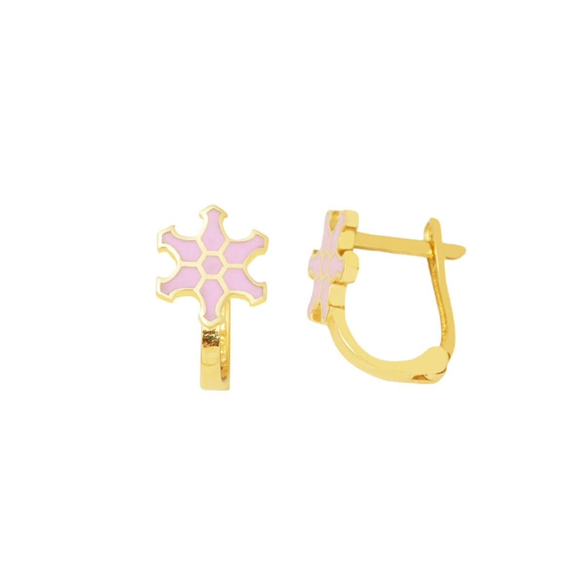 14K Yellow Gold Lilac Star Enamel Children's Earrings