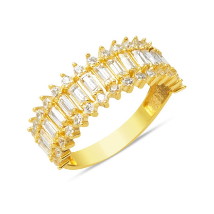 14K Yellow Gold Minimalist Baguette Cubic Zirconia Ring