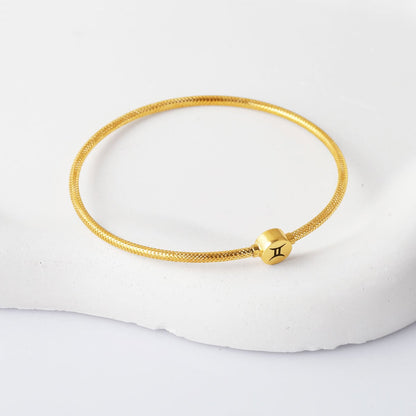 14K Yellow Gold Gemini Zodiac Italian ID Bracelet