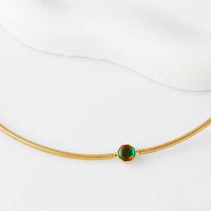 14K Yellow Gold Italian Collection Enamel Choker Necklace