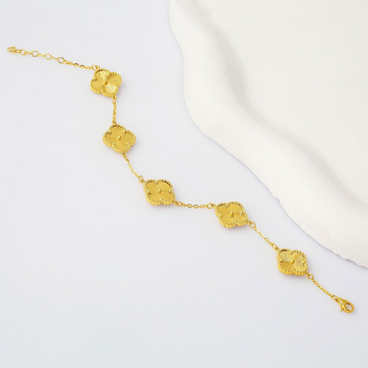 14K Yellow Gold Clover Unisex Bracelet
