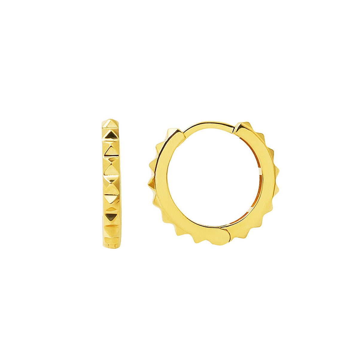 14K Yellow Gold Minimalist Notched Hoop Earrings