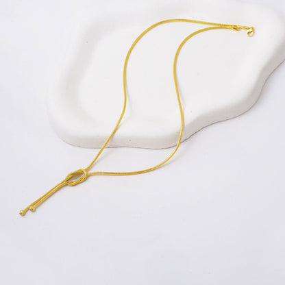 14K Yellow Gold Knot Woven Link Chain Necklace