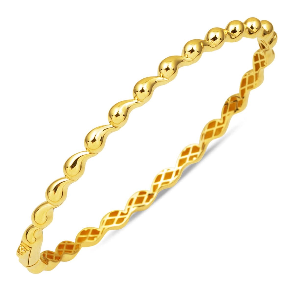 14K Yellow Gold Thin Designer Inspired Hinged Cuff Bracelet