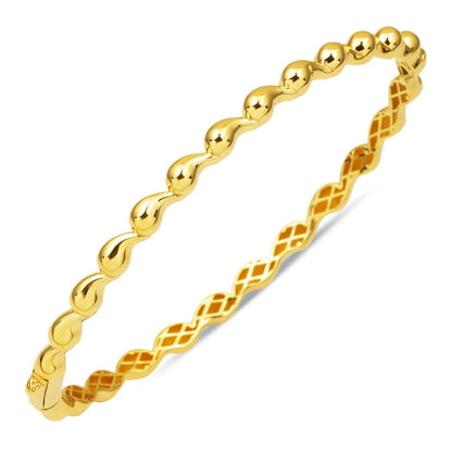 14K Yellow Gold Thin Designer Inspired Hinged Cuff Bracelet