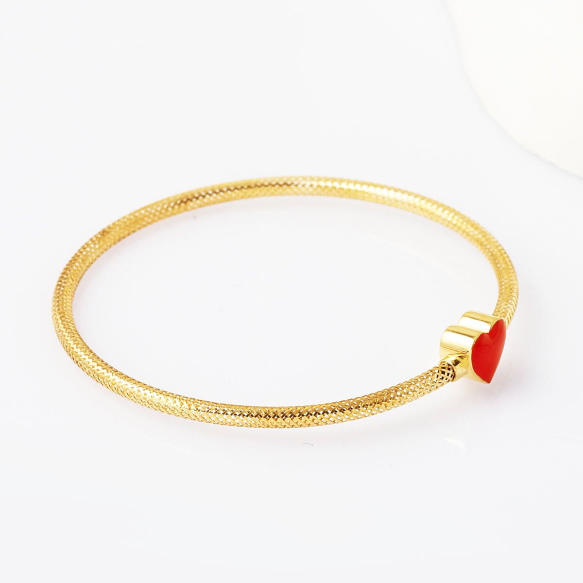 14K Yellow Gold Rose Heart Children's Bangle