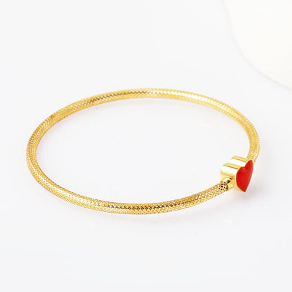 14K Yellow Gold Rose Heart Children's Bangle