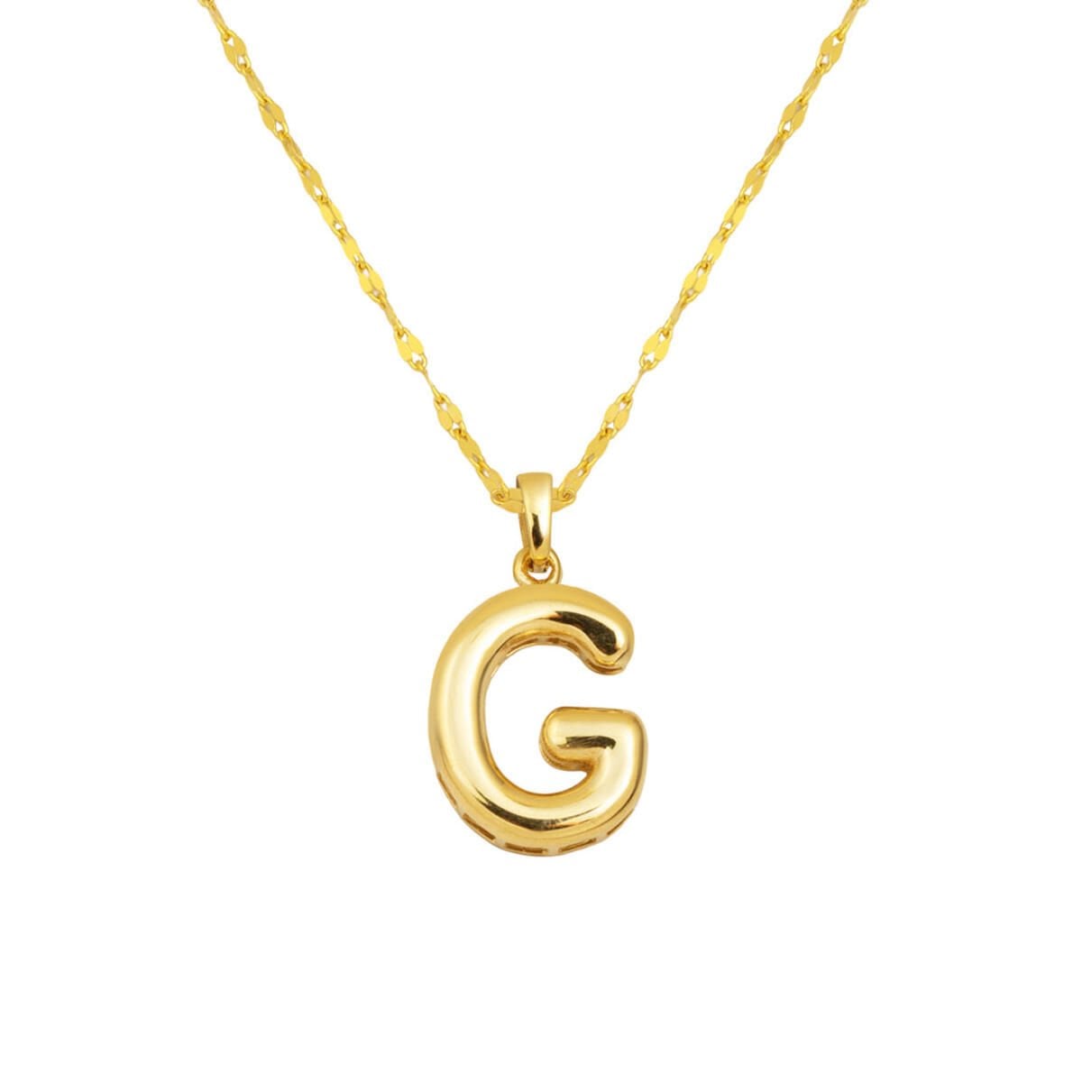 14K Yellow Gold G Balloon Initial Necklace