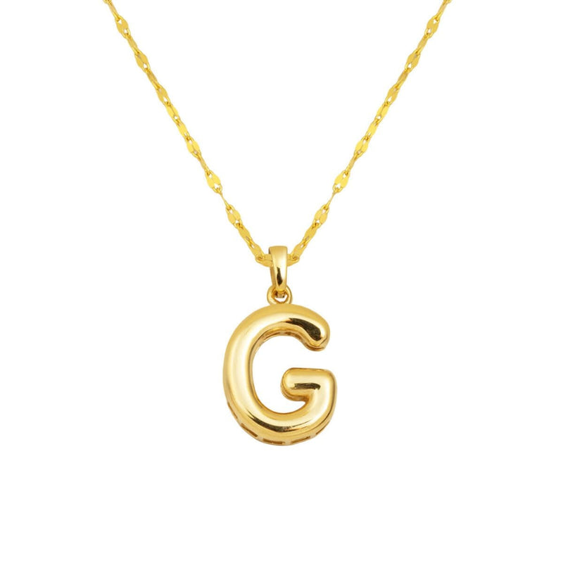 14K Yellow Gold G Balloon Initial Necklace
