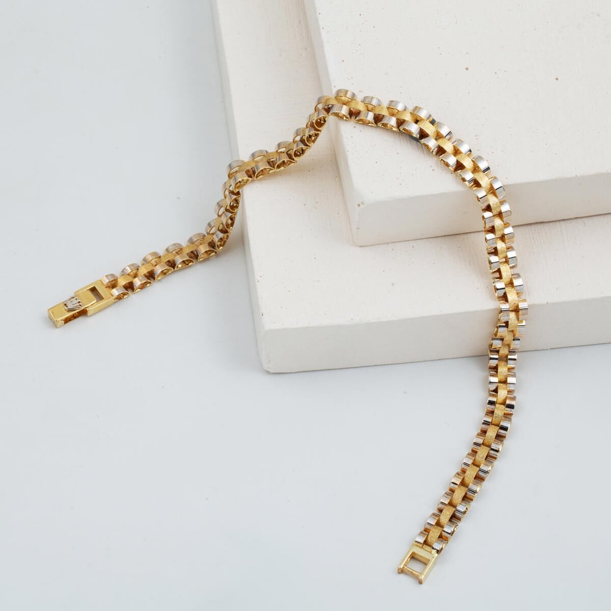 14K Yellow Gold Two-Tone Designer Inspired Bracelet