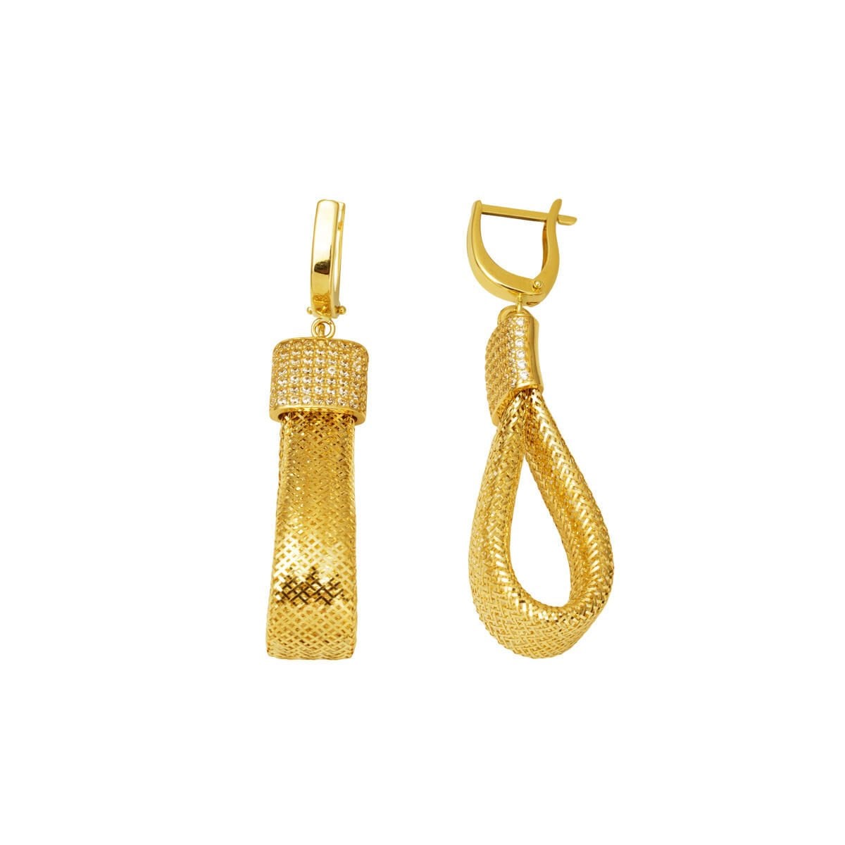 14K Yellow Gold Italian Collection Cubic Zirconia Dangle Earrings