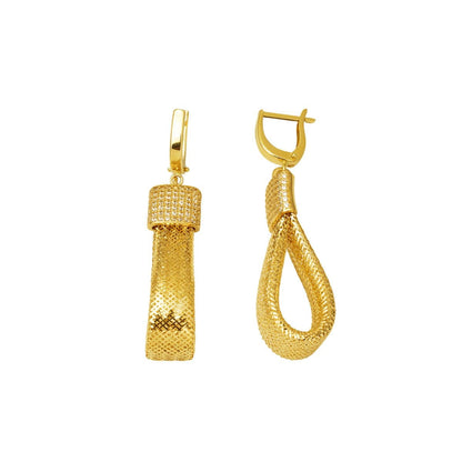 14K Yellow Gold Italian Collection Cubic Zirconia Dangle Earrings