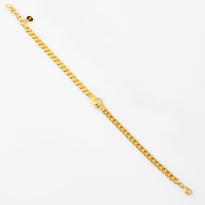 14K Yellow Gold Curb Moissanite Bracelet 0.50 Ct