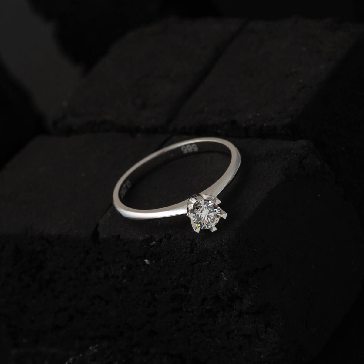 14K White Gold 0.25 Ct Six Prong Diamond Solitaire Ring