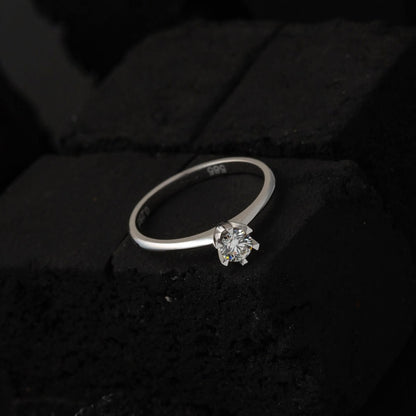 14K White Gold 0.25 Ct Six Prong Diamond Solitaire Ring