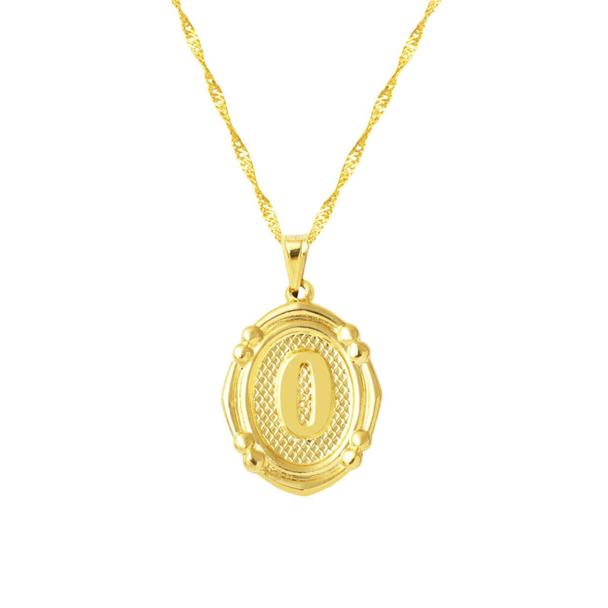 14K Yellow Gold Italian Initial O Necklace