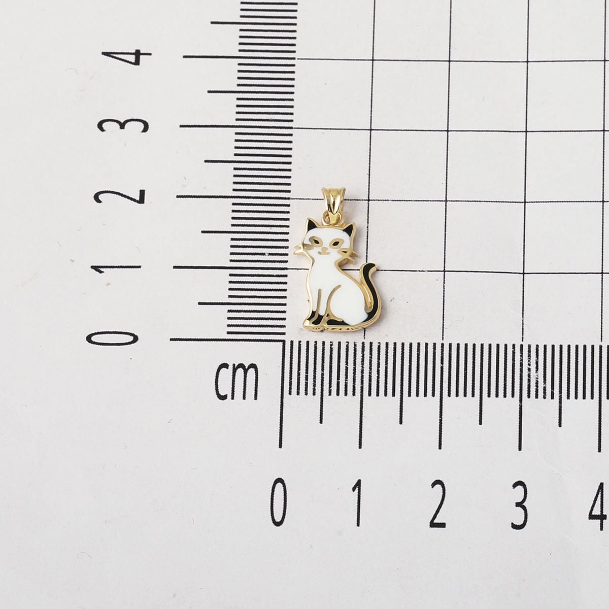 14K Yellow Gold Cat Enamel Necklace