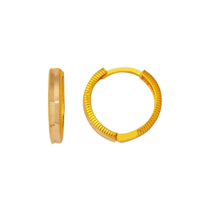 14K Yellow Gold Ribbed Hinged Cuff Bangle