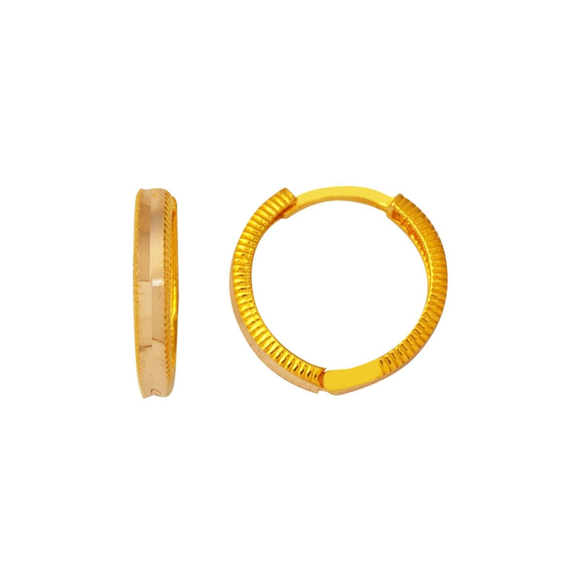 14K Yellow Gold Classic Hoop Earrings 1.8 cm Diameter