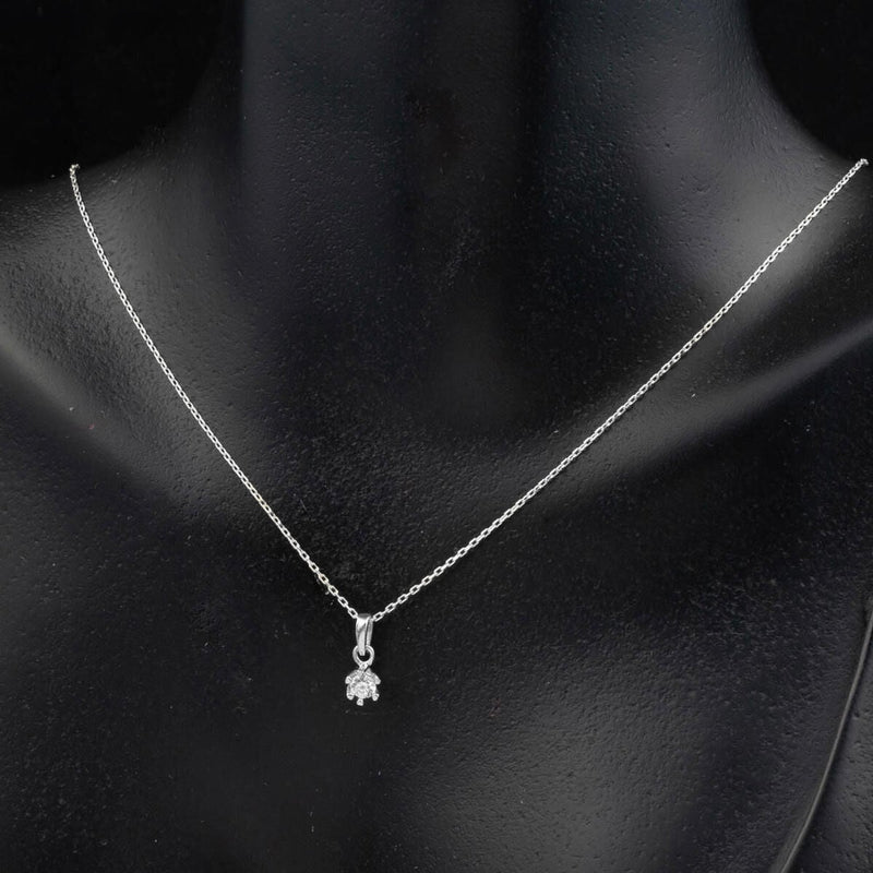 14K White Gold Six Prong Solitaire Cubic Zirconia Necklace and Earrings Set (2.75 g)