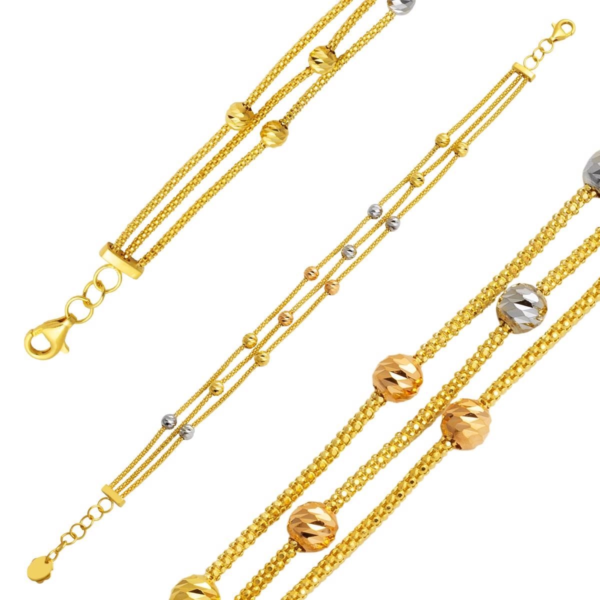 14K Yellow Gold Italian Style Gold Bead Bracelet