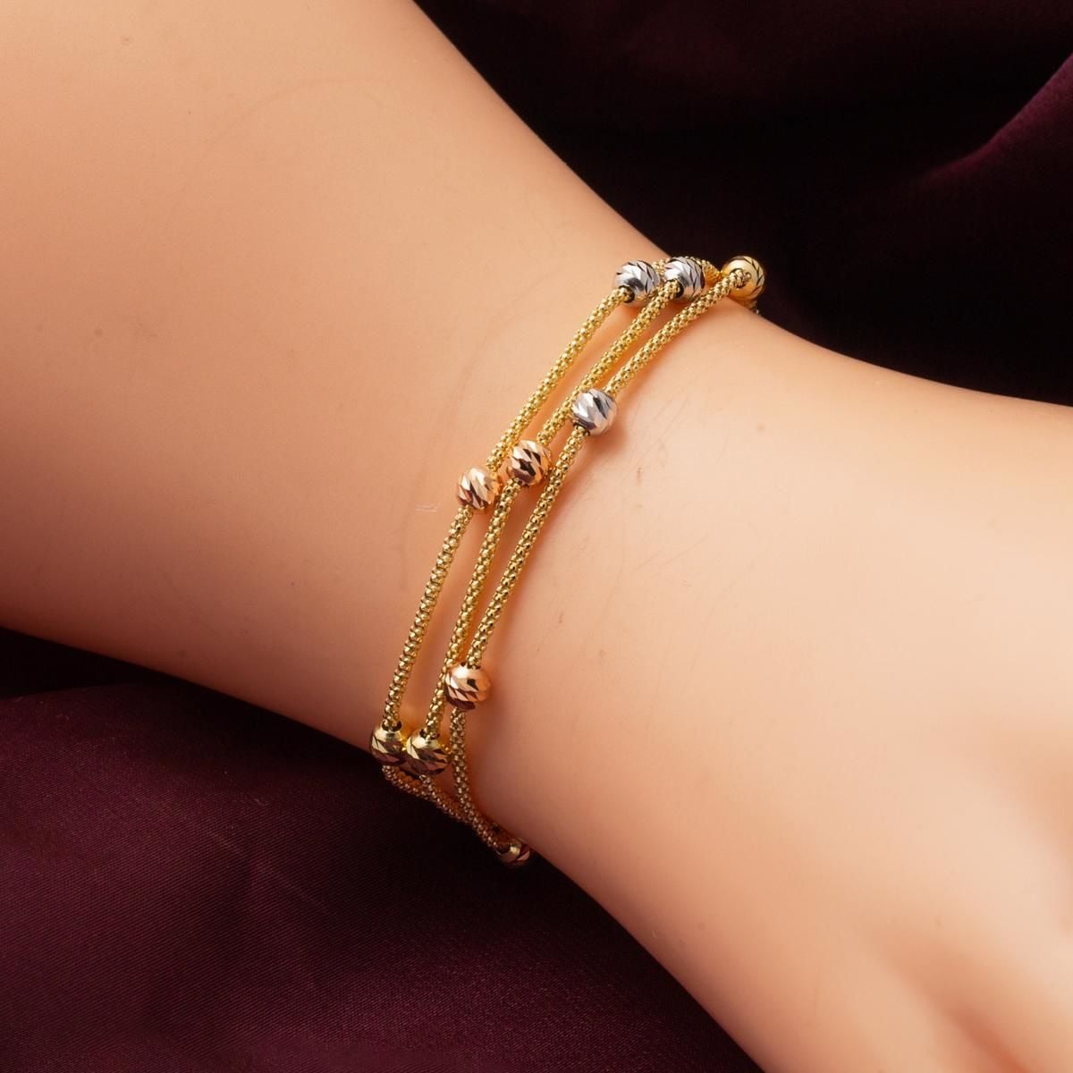 14K Yellow Gold Italian Style Gold Bead Bracelet