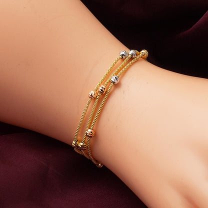 14K Yellow Gold Italian Style Gold Bead Bracelet